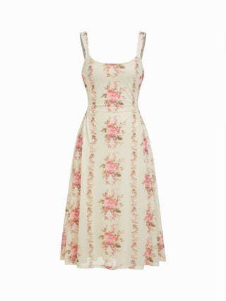 Scoop Neck Ruched A-line Midi Dress