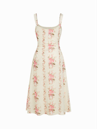 Scoop Neck Ruched A-line Midi Dress
