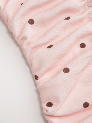 Cotton Polka Dot Halter Neck Ruched Tie Back Top