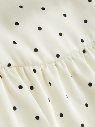 Satin Polka Dot Sweetheart Lace Trim Peplum Hem Cami Blouse