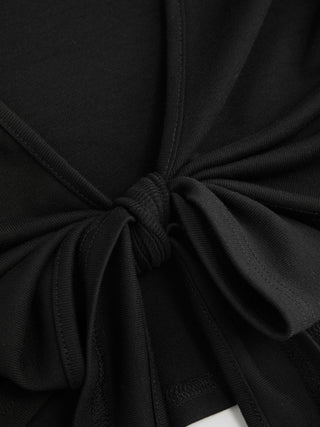 Textured V-neck Short Sleeve Twist Knotted Crop Top