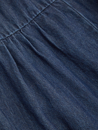 Denim Mid Rise Drawstring Ruched Wide Leg Jeans
