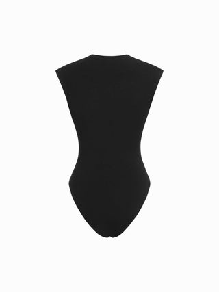 Ruched Round Neck Sleeveless Bodysuit