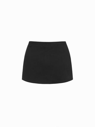 Cotton-blend Low Rise Slit Mini Skirt