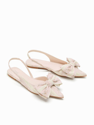 FLORAL & BOWKNOT SLINGBACK FLATS