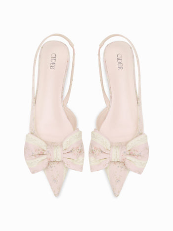 FLORAL & BOWKNOT SLINGBACK FLATS