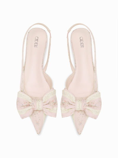 FLORAL & BOWKNOT SLINGBACK FLATS