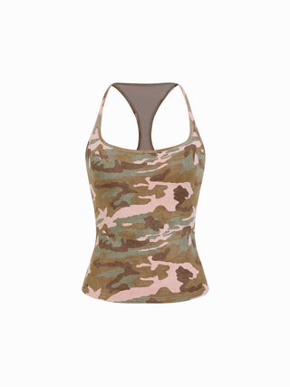 Cotton-blend Camo Cami Top