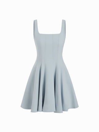 Chiffon Lace Trim Cape & Square Neck Flared Mini Dress Set