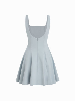 Chiffon Lace Trim Cape & Square Neck Flared Mini Dress Set