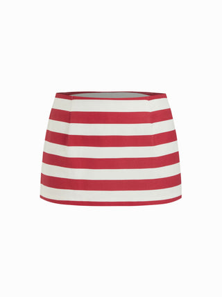 Cotton-blend Low Rise Striped A-line Mini Skirt