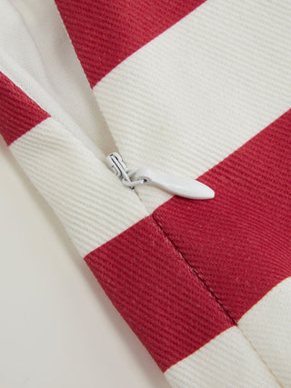 Cotton-blend Low Rise Striped A-line Mini Skirt