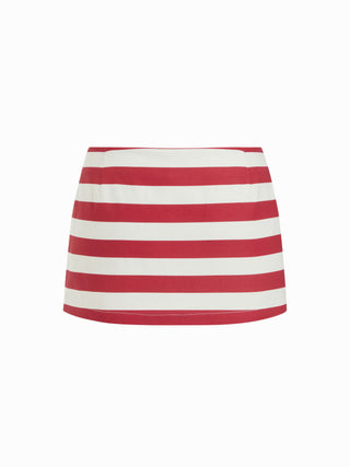 Cotton-blend Low Rise Striped A-line Mini Skirt