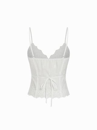 V Neck Cami Top with Lace Trim