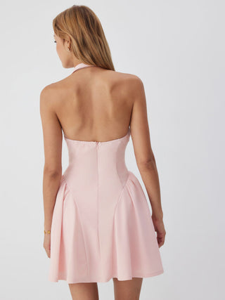 Sailor Collar Bow Front Cinched Waist Mini Dress
