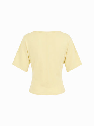 Cotton-blend U-neckline Short Bell Sleeve Tee