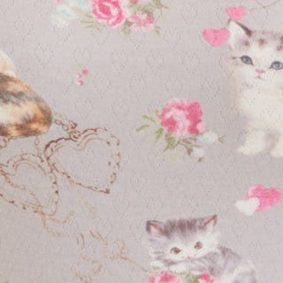 Cat & Floral Graphic Jacquard Puff Sleeve Tee