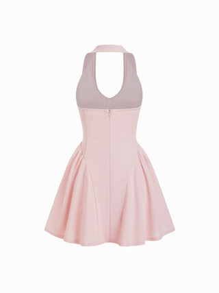Sailor Collar Bow Front Cinched Waist Mini Dress