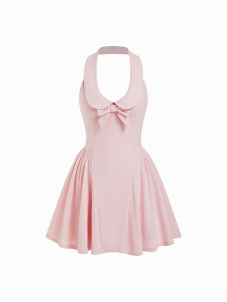 Sailor Collar Bow Front Cinched Waist Mini Dress