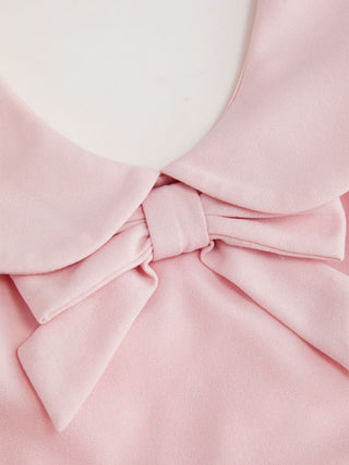 Sailor Collar Bow Front Cinched Waist Mini Dress