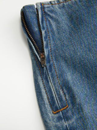 Denim Low Rise Washed Buckle Metal Detail Pencil Mini Skirt