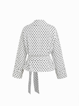 Cotton-blend Collar Long Sleeve Belted Crop Windbreaker