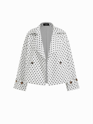 Cotton-blend Collar Long Sleeve Belted Crop Windbreaker