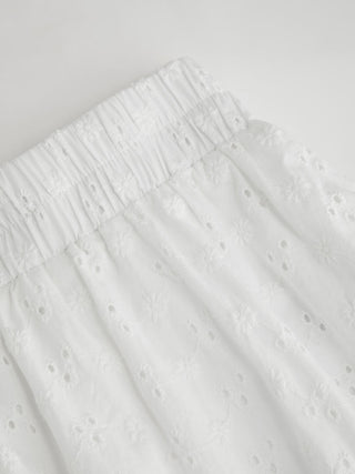 Lace Floral Middle Waist Bubble Midi Skirt