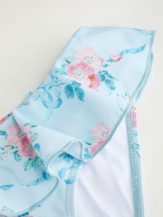 Halter Neckline Floral Ruffled Bikini Set