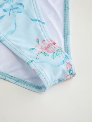 Halter Neckline Floral Ruffled Bikini Set