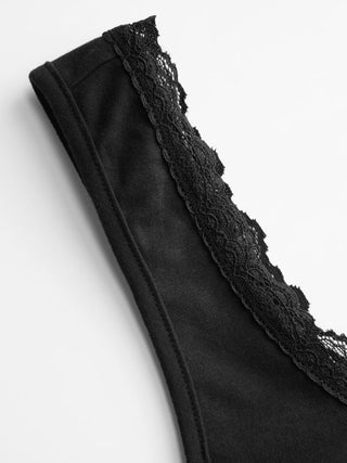 High Stretch Cotton-blend Scoop Neckline Lace Trim Tank Top