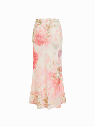 Floral Lace Trim Top and Maxi Skirt Set