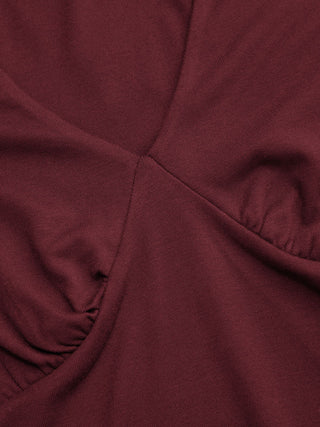 V-neck Ruched Short Bell Sleeve Top
