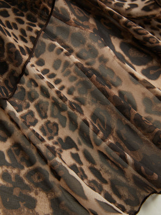 Chiffon Chiffon Draped Leopard Graphic Cami Top & Mid Rise Tiered Mini Skirt Set For Party/Clubbing Vacation