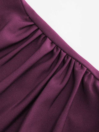 Boat Neck Short Sleeve Ruched A-line Mini Dress
