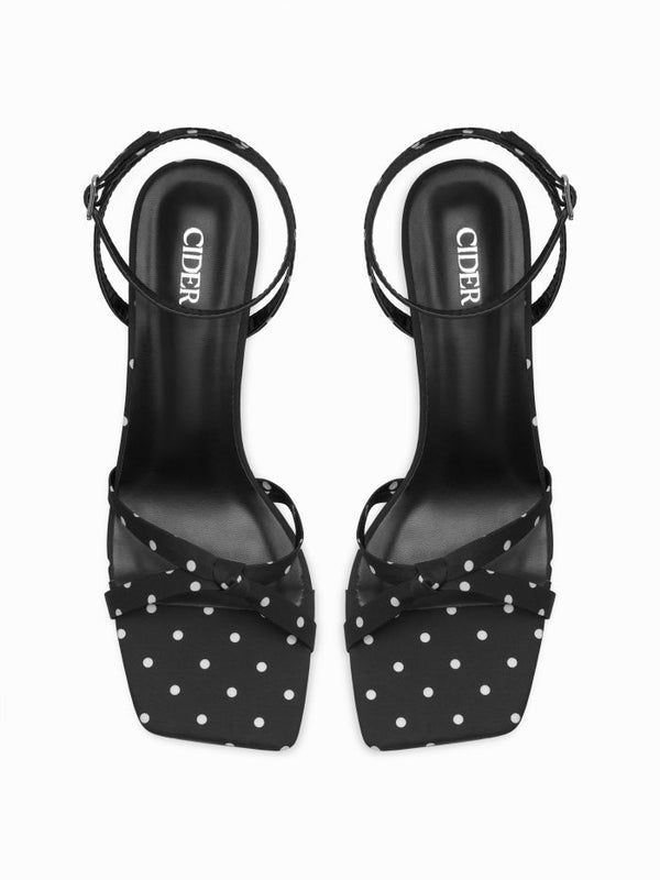 POLKA DOT STRAPPY HEEL SANDALS