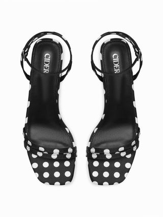 POLKA DOT CHUNKY HEELED SANDALS