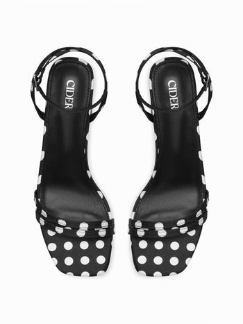 POLKA DOT CHUNKY HEELED SANDALS