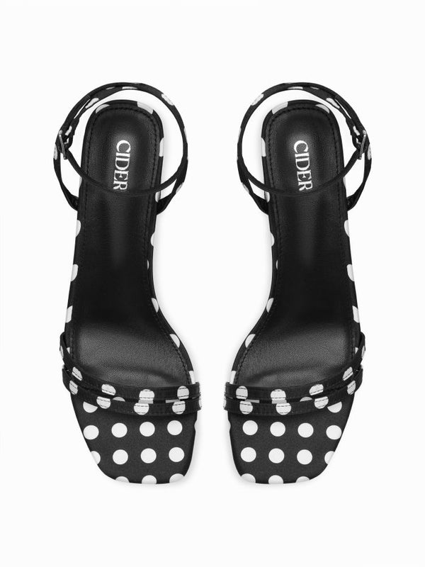 POLKA DOT CHUNKY HEELED SANDALS
