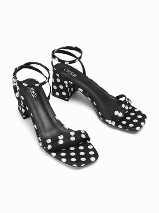 POLKA DOT CHUNKY HEELED SANDALS