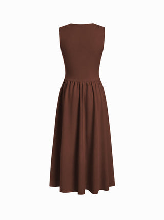 Round Neckline Ruched Maxi Dress