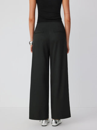 Mid Rise Wide Leg Trousers with Buckle