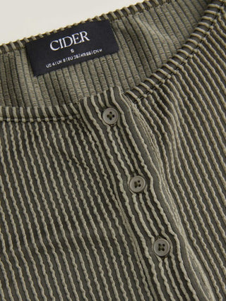 Round Neckline Stripe Button Through Tank Top