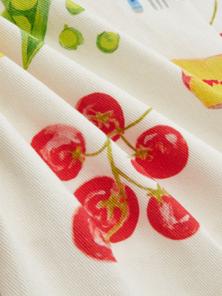 Cotton Color-Blocking Fruit Graphic Mid Rise Romper