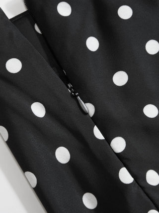 Satin Low Rise Polka Dot Lace Trim Asymmetrical Hem Mini Skirt