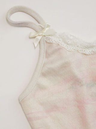 Jacquard Deer Graphic Scoop Neck Lace Trim Bowknot Cami Top