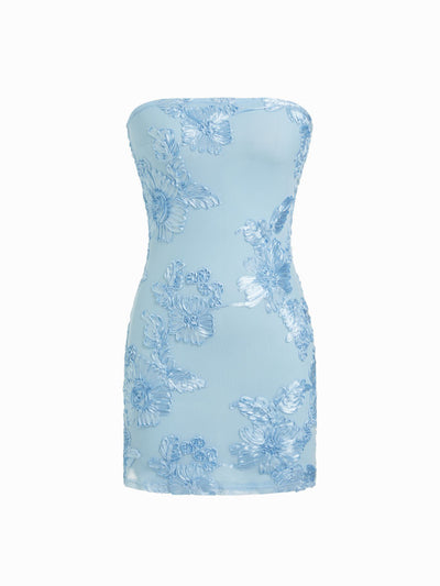 Floral Jacquard Strapless Mini Dress