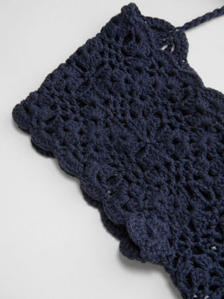 Crochet Square Neck Knitted Sheer Beach Dress