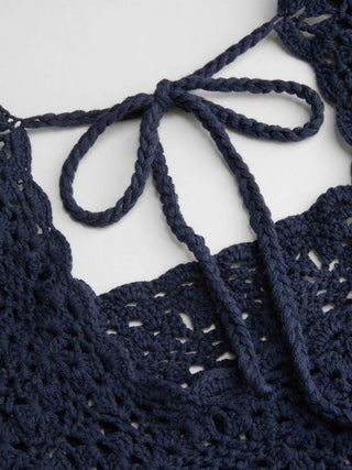Crochet Square Neck Knitted Sheer Beach Dress