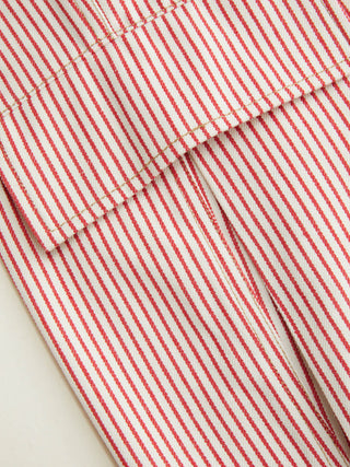 Cotton-blend Mid Rise Striped Cargo Barrel-leg Capri Trousers